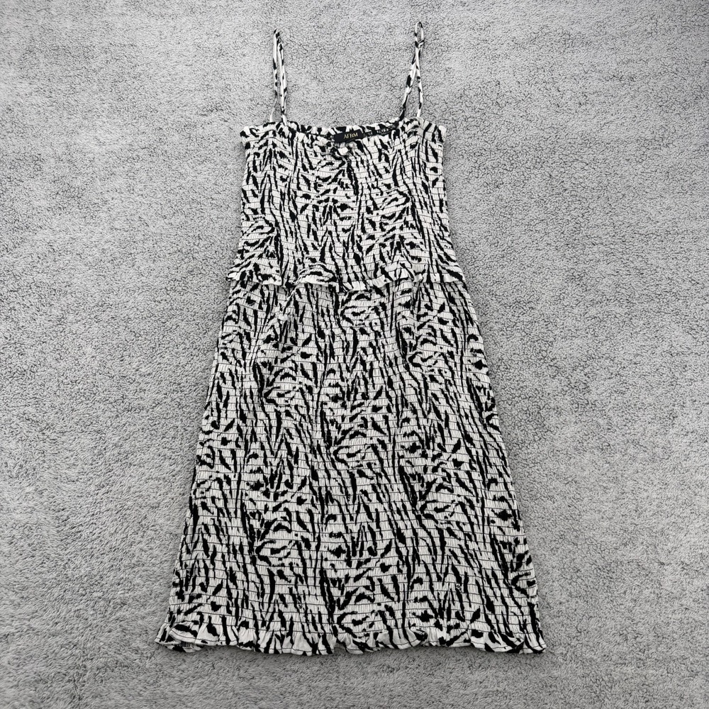 AFRM Dress Womens Small Black White Zebra Gauze Smocked Mini Stretch Spaghetti